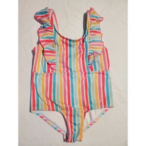 🌍5/$10🌎 Cat & Jack One Piece Girls Swimsuit Size 8 M Plus Colorful Stripes